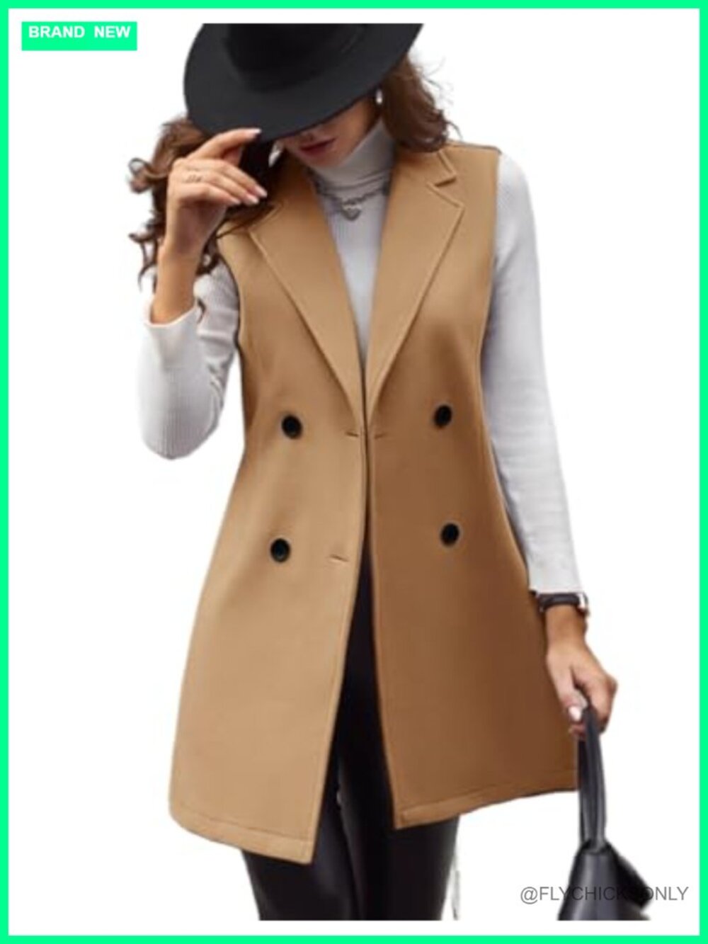 Wool Blend Sleeveless Blazer Jacket Double Breasted Vest Coat Winter